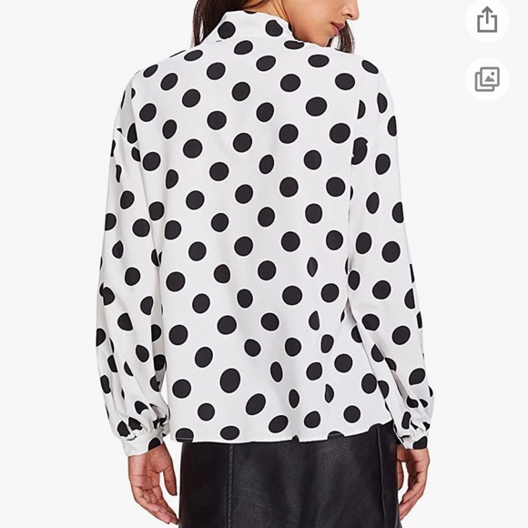 NEW! Bow neck polka dot blouse sz M - Picture 2 of 9